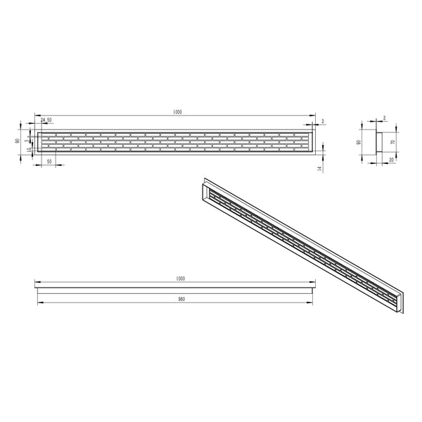 Ventilationsrist Hvid - 100x9 cm - 450 cm²
